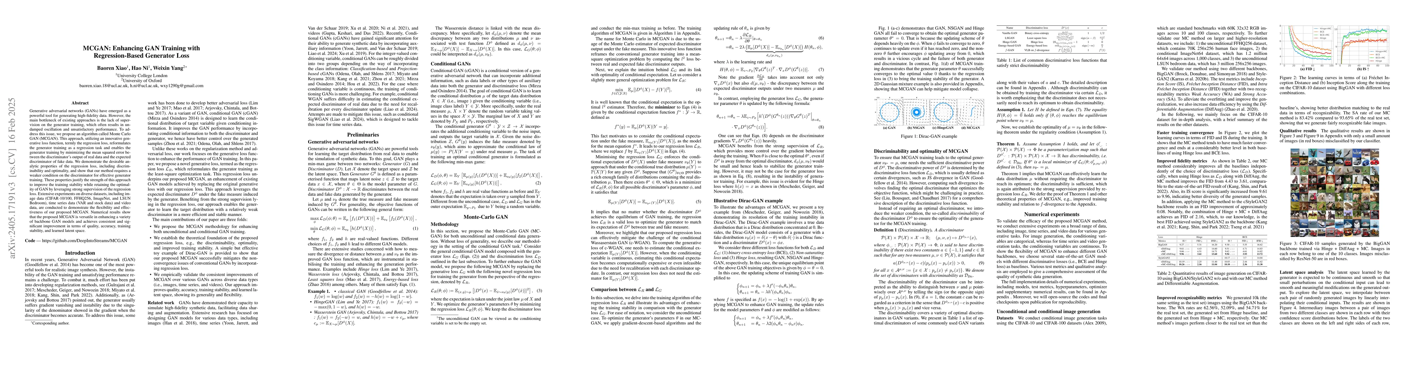 Thumbnail for MCGAN: Enhancing GAN Training with Regression-Based Generator Loss