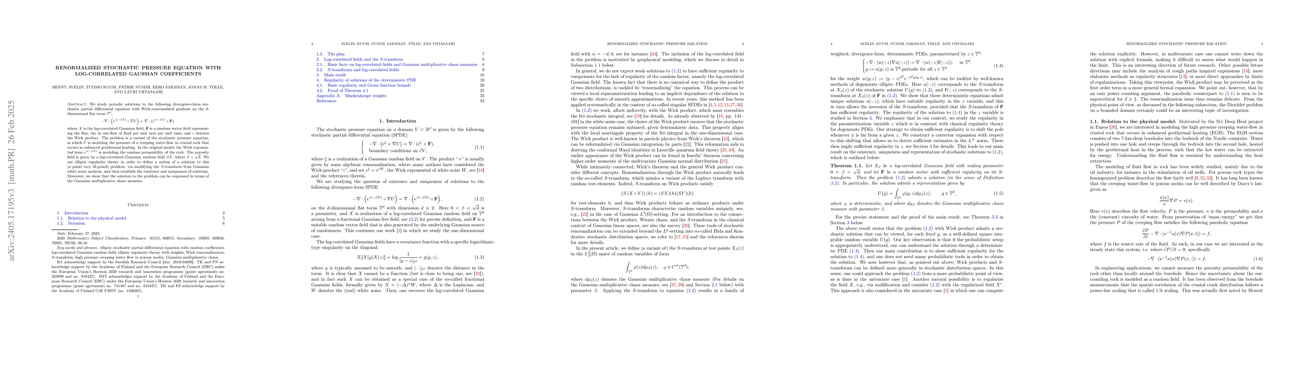 Thumbnail for Renormalized stochastic pressure equation with log-correlated Gaussian
  coefficients