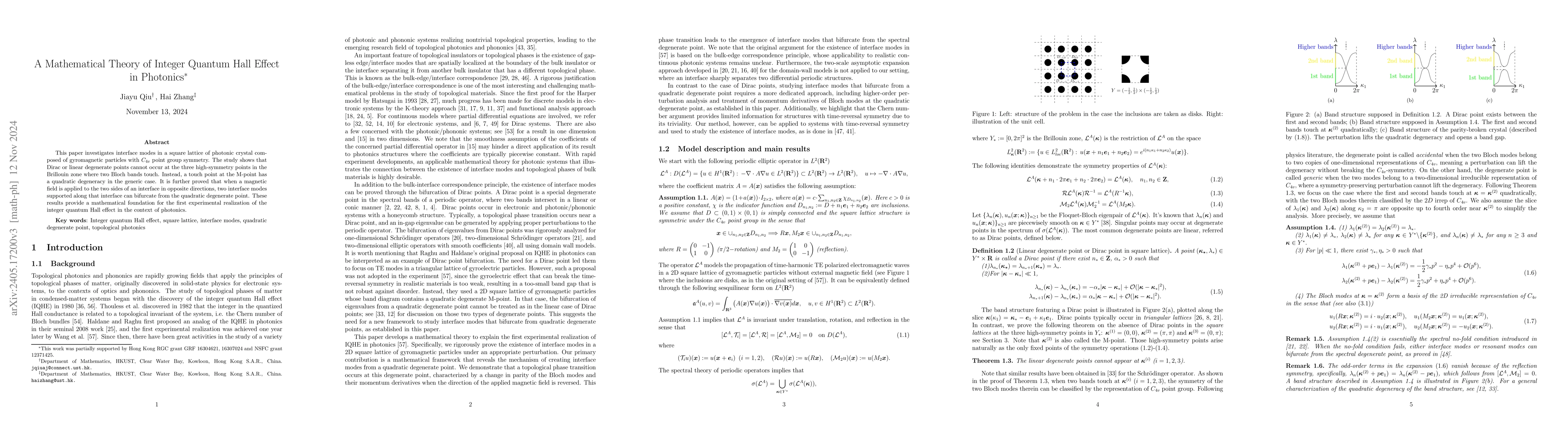 Thumbnail for A Mathematical Theory of Integer Quantum Hall Effect in Photonics