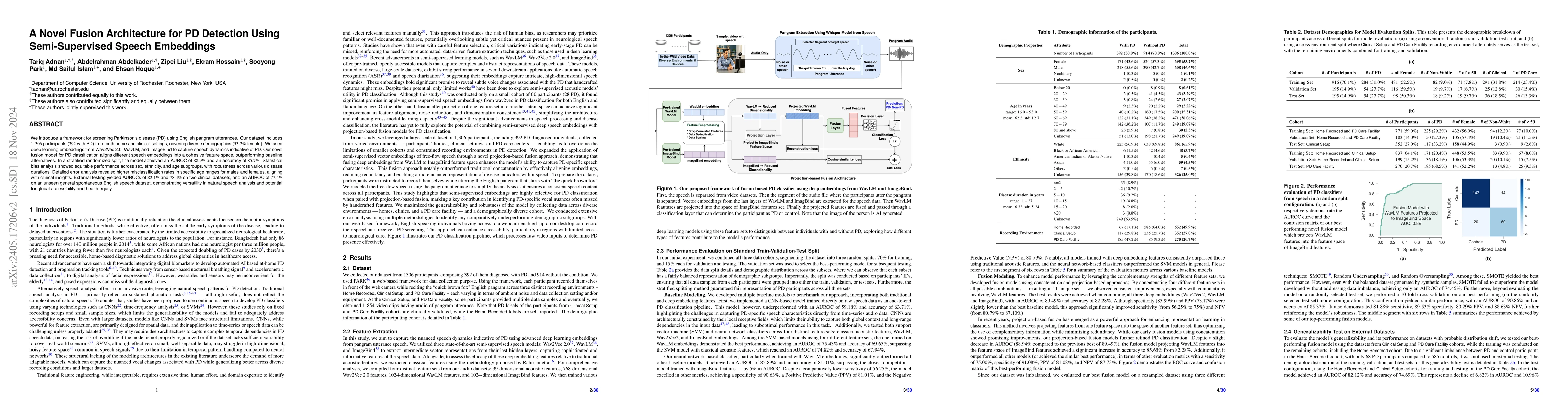 Thumbnail for A Novel Fusion Architecture for PD Detection Using Semi-Supervised
  Speech Embeddings