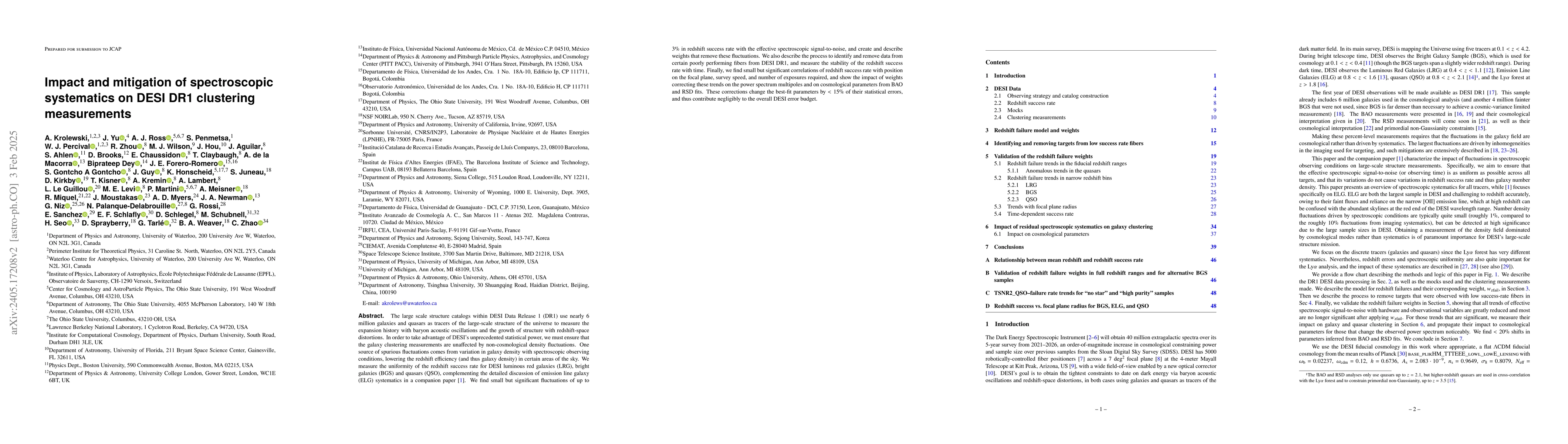 Thumbnail for Impact and mitigation of spectroscopic systematics on DESI DR1
  clustering measurements