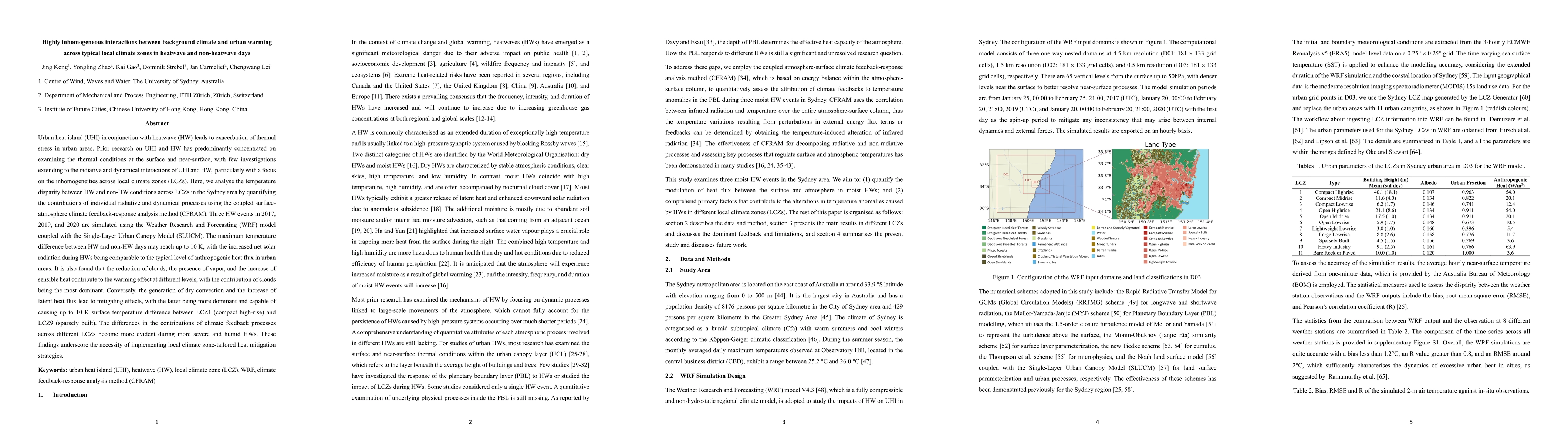 Thumbnail for Highly inhomogeneous interactions between background climate and urban
  warming across typical local climate zones in heatwave and non-heatwave days