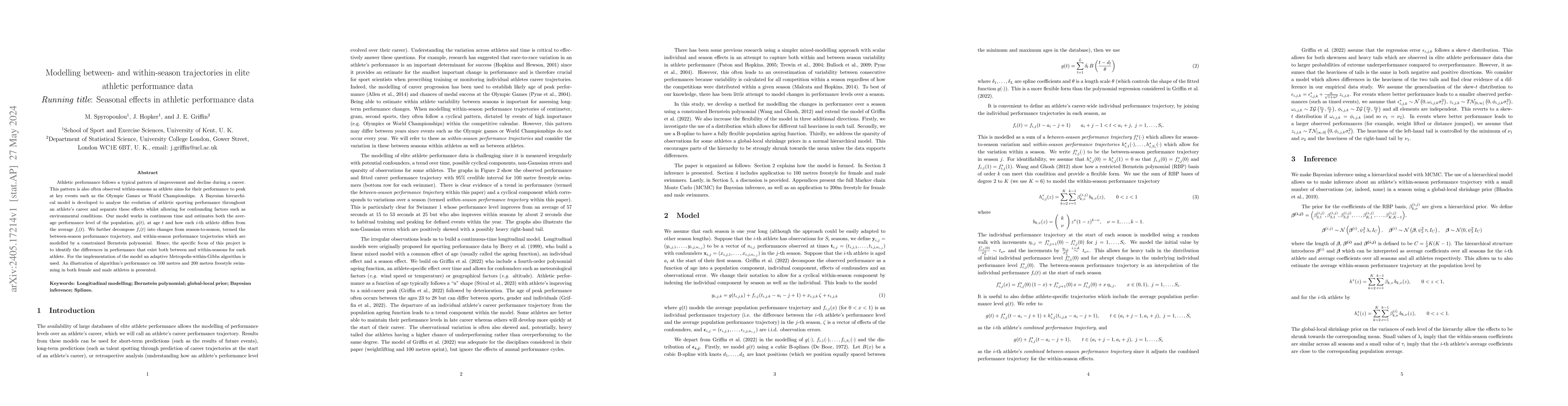 Thumbnail for Modelling between- and within-season trajectories in elite athletic
  performance data