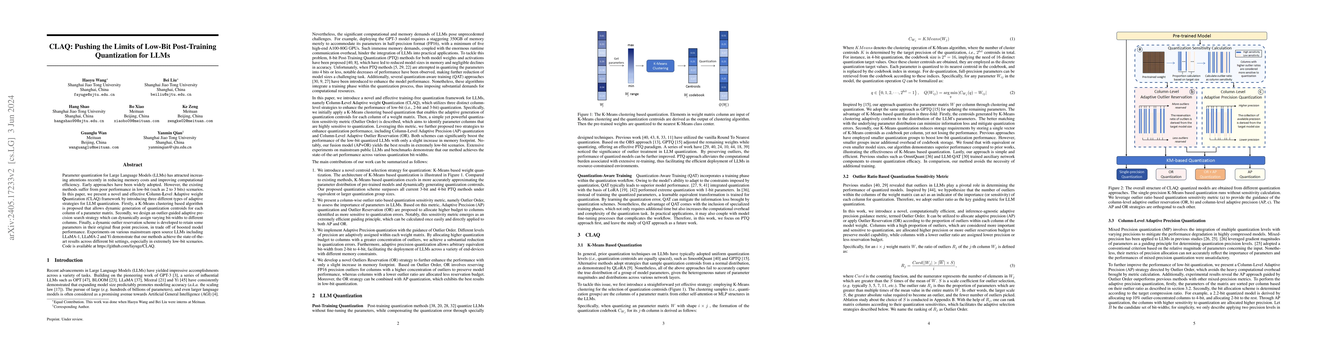 Thumbnail for CLAQ: Pushing the Limits of Low-Bit Post-Training Quantization for LLMs