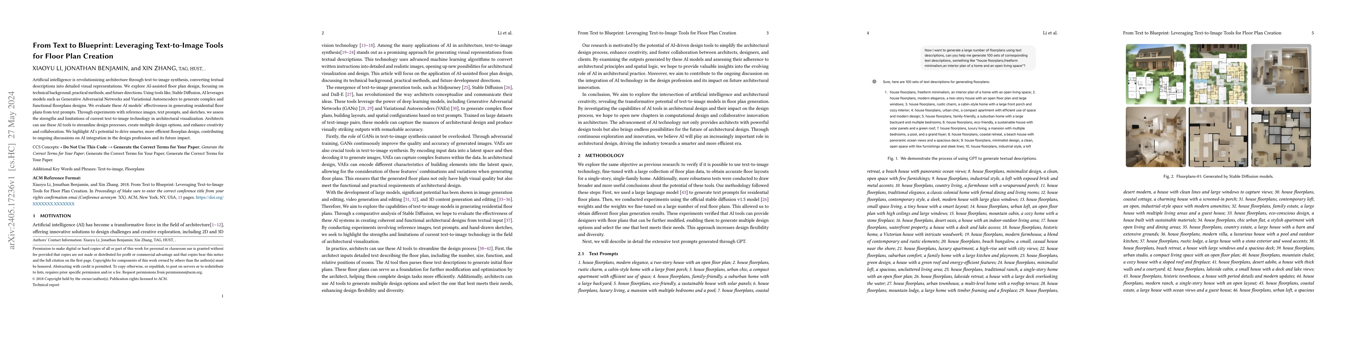 Thumbnail for From Text to Blueprint: Leveraging Text-to-Image Tools for Floor Plan
  Creation