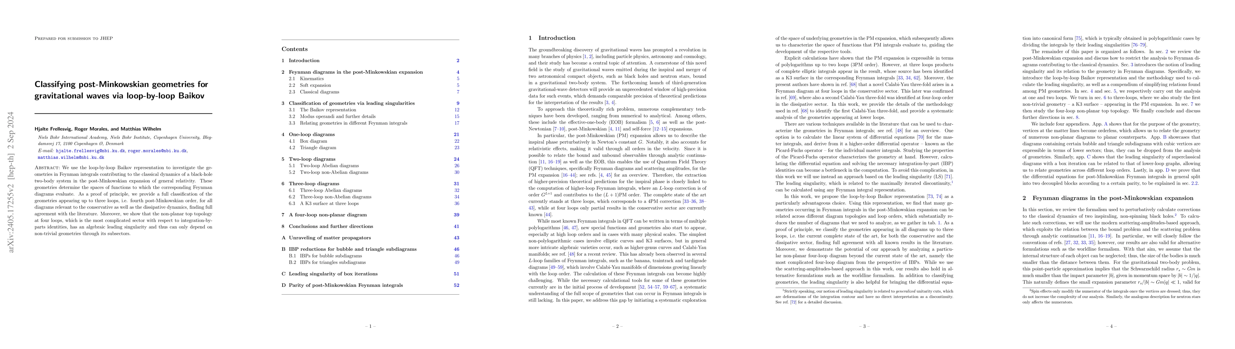 Thumbnail for Classifying post-Minkowskian geometries for gravitational waves via
  loop-by-loop Baikov