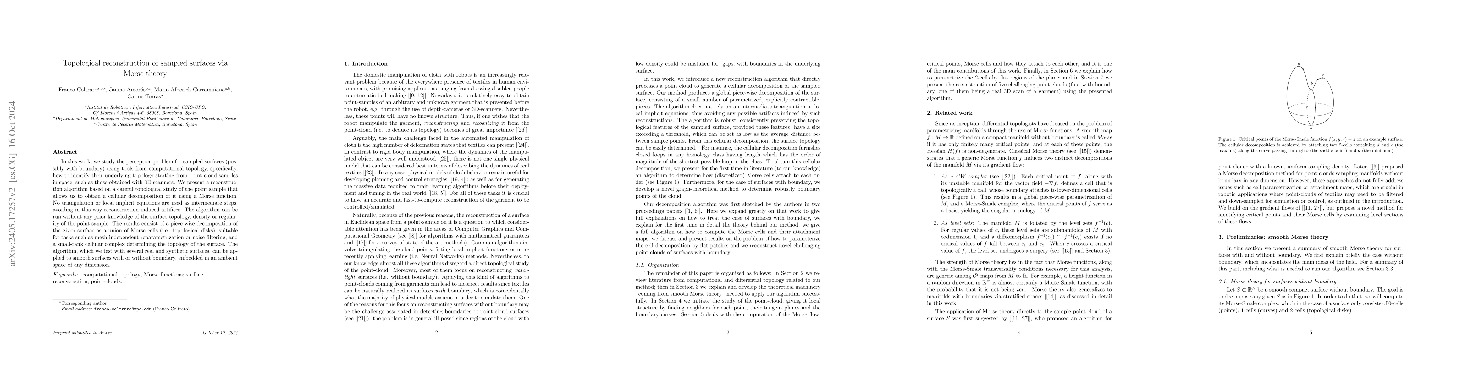 Thumbnail for Surface reconstruction of sampled textiles via Morse theory