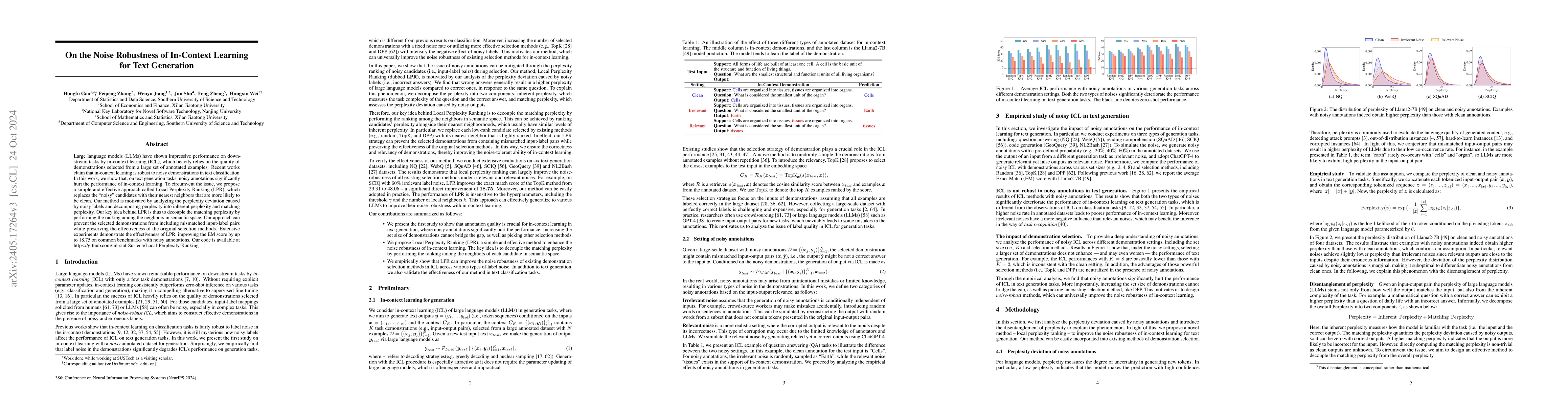 Thumbnail for On the Noise Robustness of In-Context Learning for Text Generation