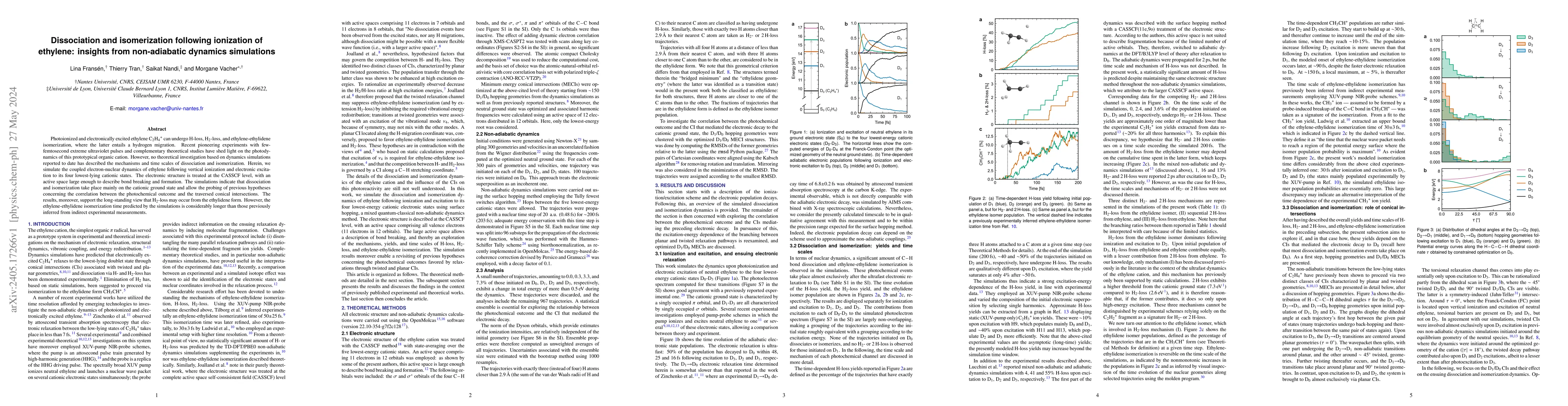Thumbnail for Dissociation and isomerization following ionization of ethylene:
  insights from non-adiabatic dynamics simulations