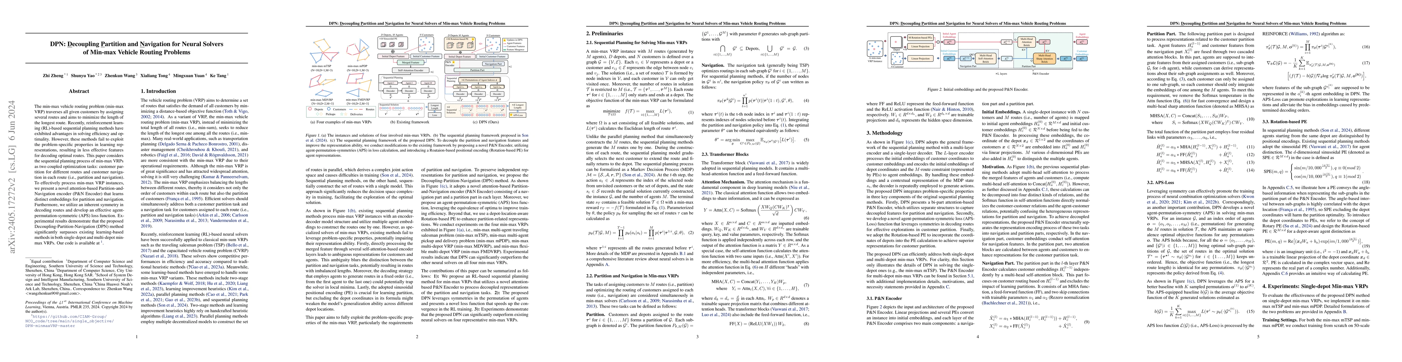 Thumbnail for DPN: Decoupling Partition and Navigation for Neural Solvers of Min-max
  Vehicle Routing Problems