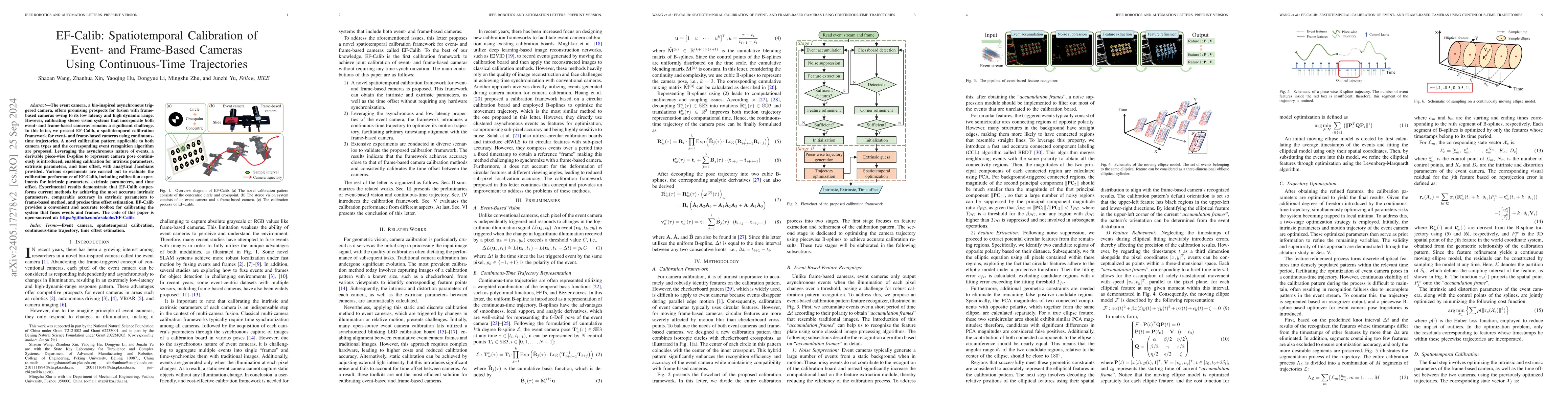 Thumbnail for EF-Calib: Spatiotemporal Calibration of Event- and Frame-Based Cameras
  Using Continuous-Time Trajectories
