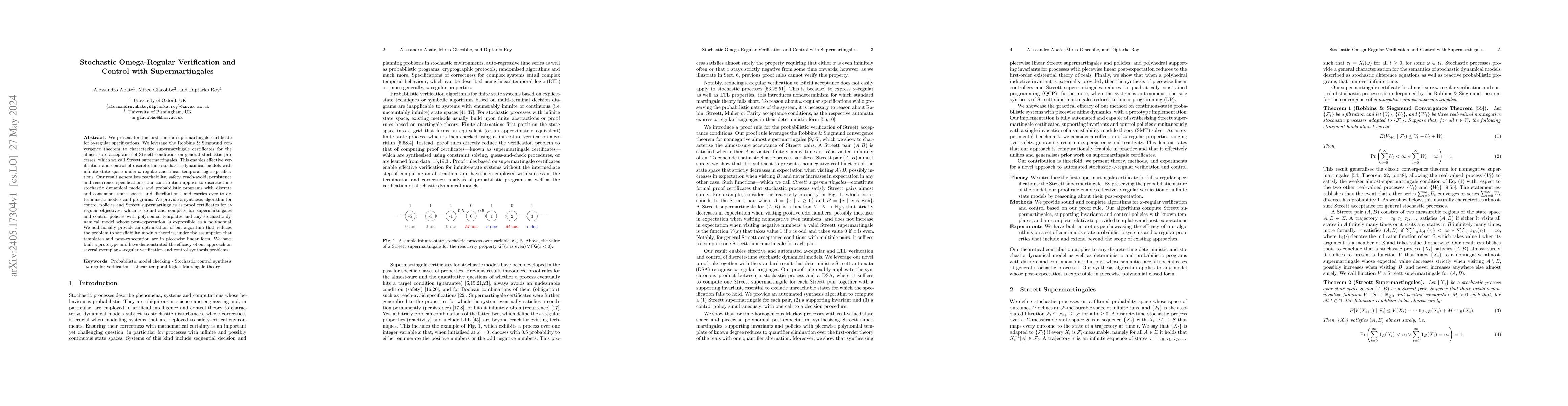 Thumbnail for Stochastic Omega-Regular Verification and Control with Supermartingales