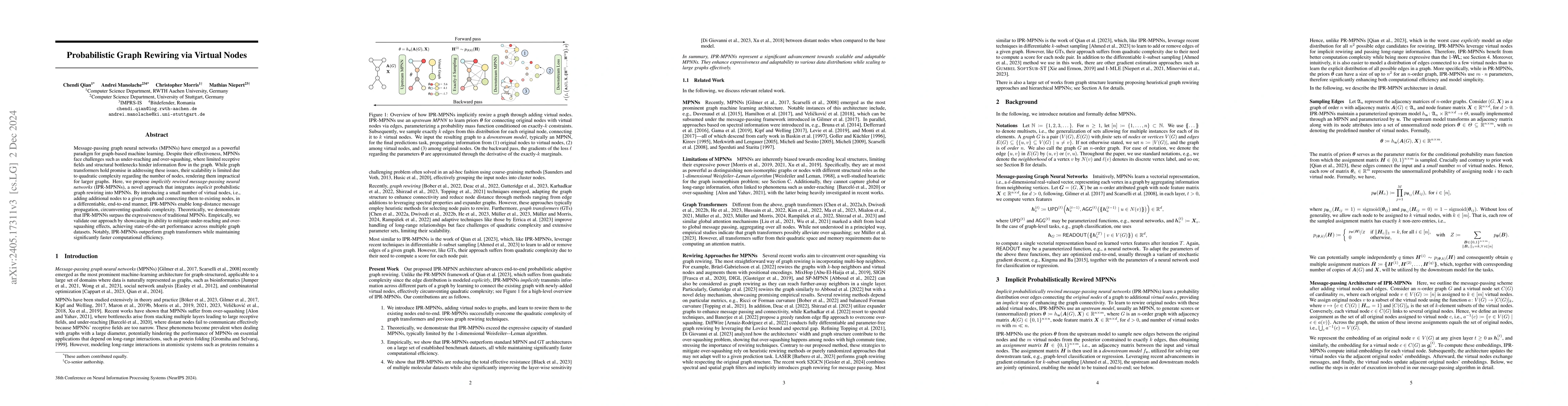 Thumbnail for Probabilistic Graph Rewiring via Virtual Nodes