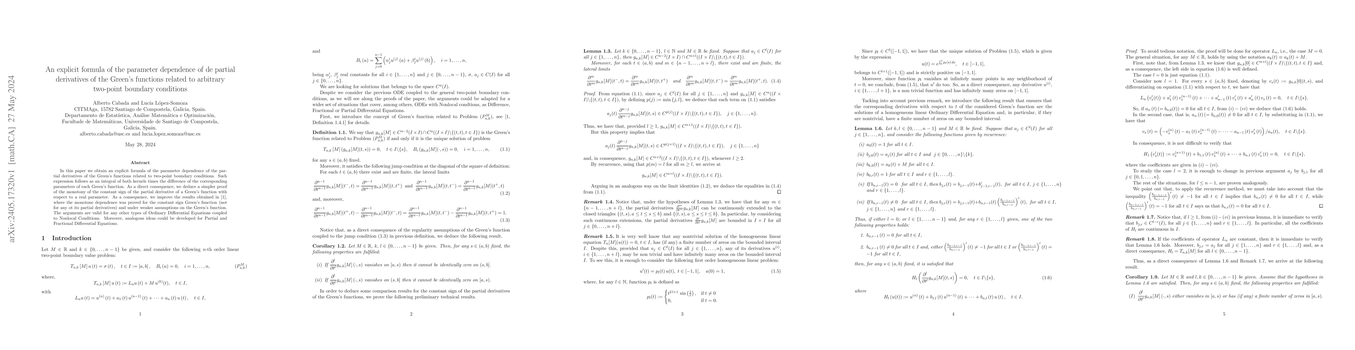 Thumbnail for An explicit formula of the parameter dependence of de partial
  derivatives of the Green's functions related to arbitrary two-point boundary
  conditions