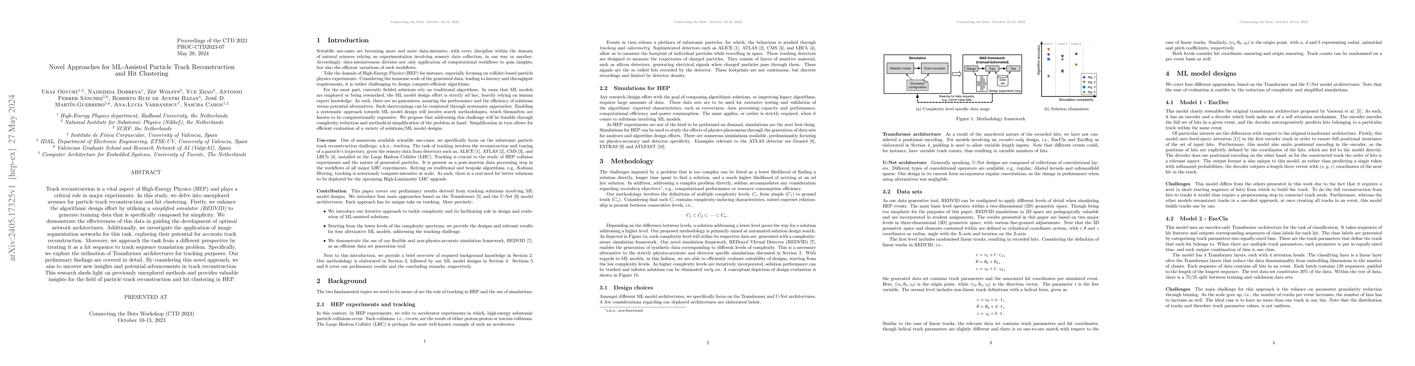 Thumbnail for Novel Approaches for ML-Assisted Particle Track Reconstruction and Hit
  Clustering