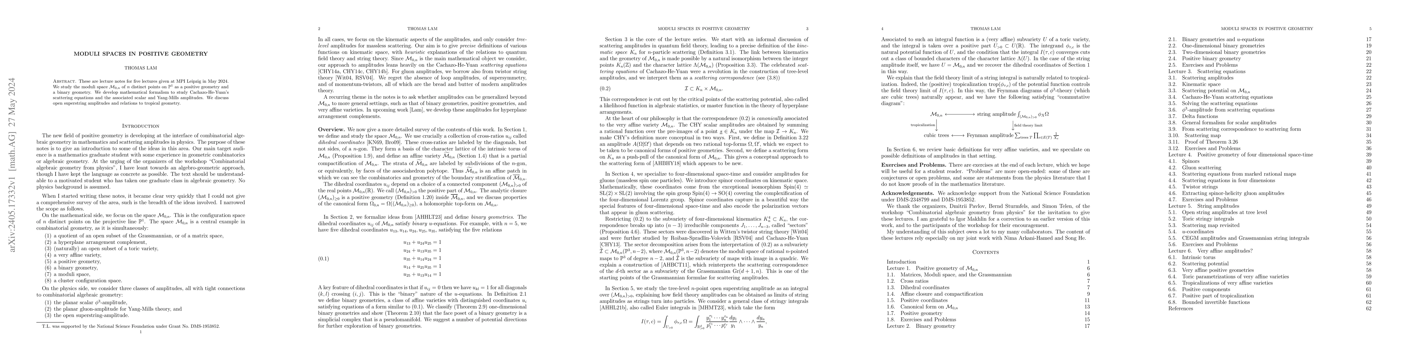 Thumbnail for Moduli spaces in positive geometry