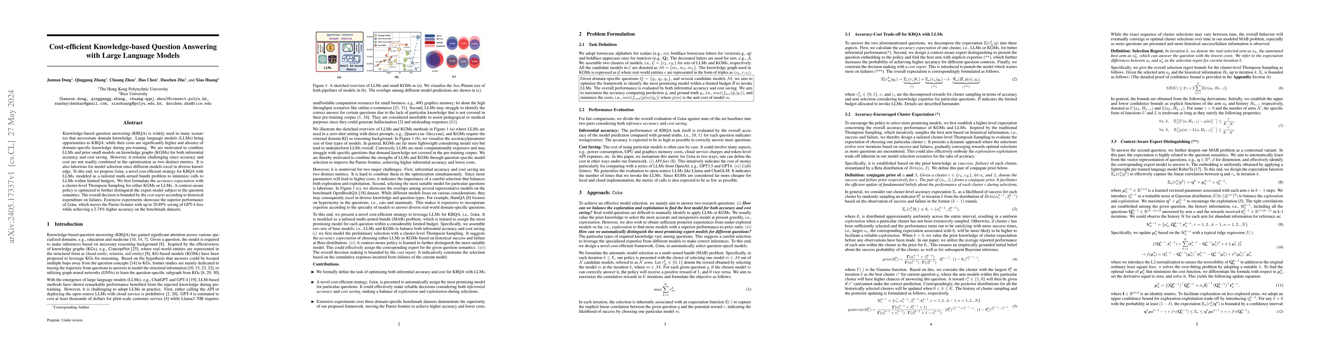 Thumbnail for Cost-efficient Knowledge-based Question Answering with Large Language
  Models