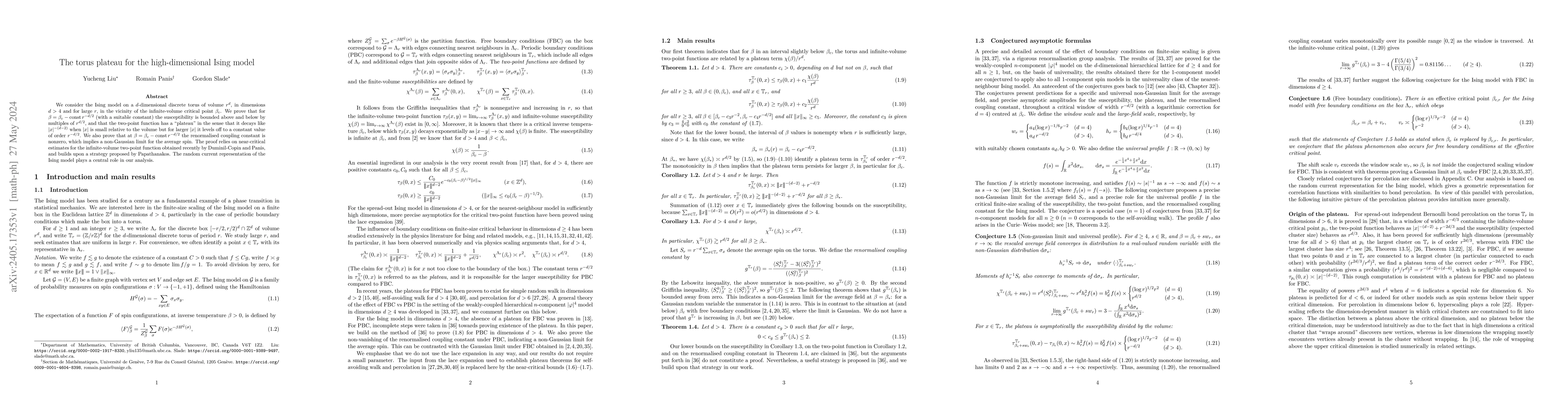 Thumbnail for The torus plateau for the high-dimensional Ising model