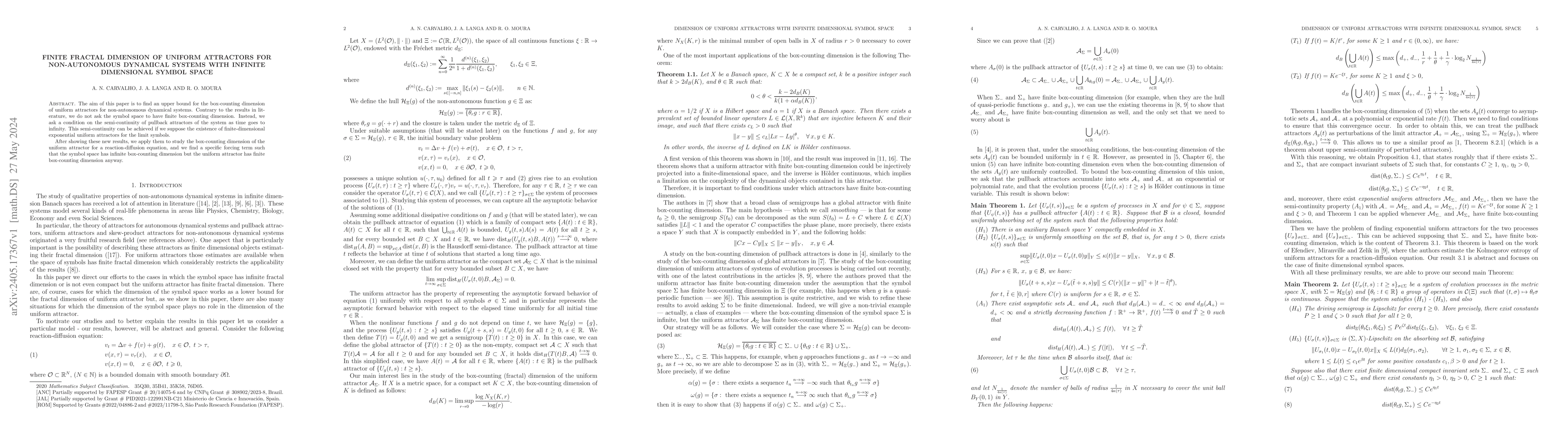 Thumbnail for Finite Fractal Dimension of uniform attractors for non-autonomous
  dynamical systems with infinite dimensional symbol space