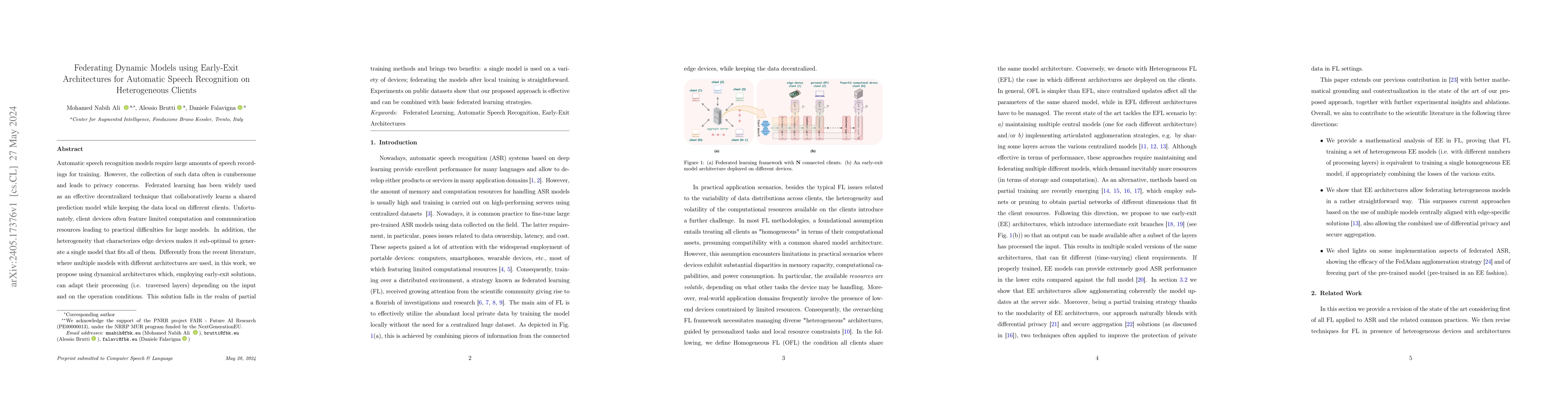 Thumbnail for Federating Dynamic Models using Early-Exit Architectures for Automatic
  Speech Recognition on Heterogeneous Clients