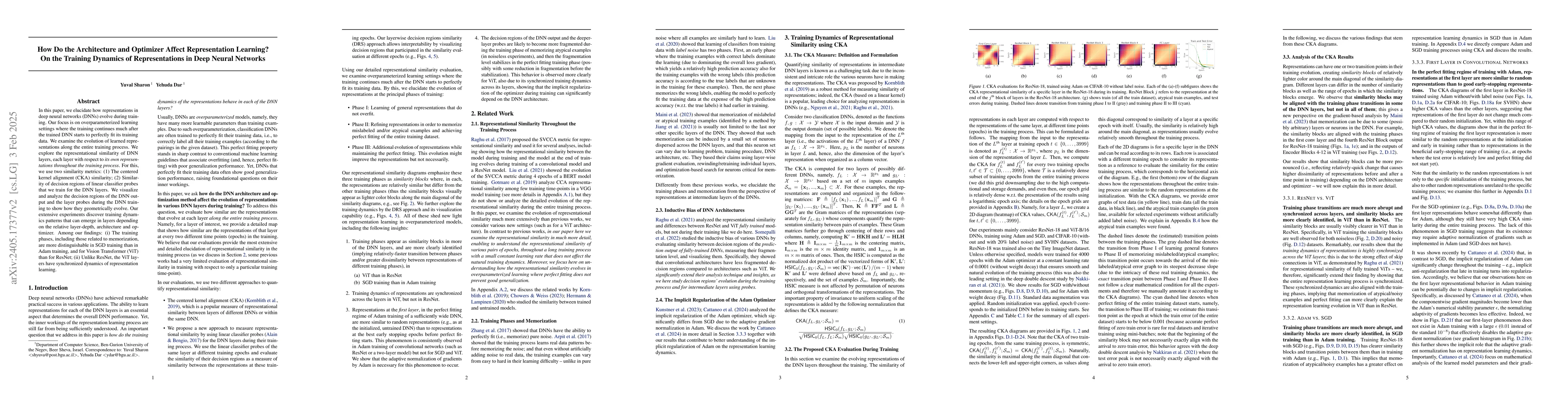 Thumbnail for How Does Perfect Fitting Affect Representation Learning? On the Training
  Dynamics of Representations in Deep Neural Networks