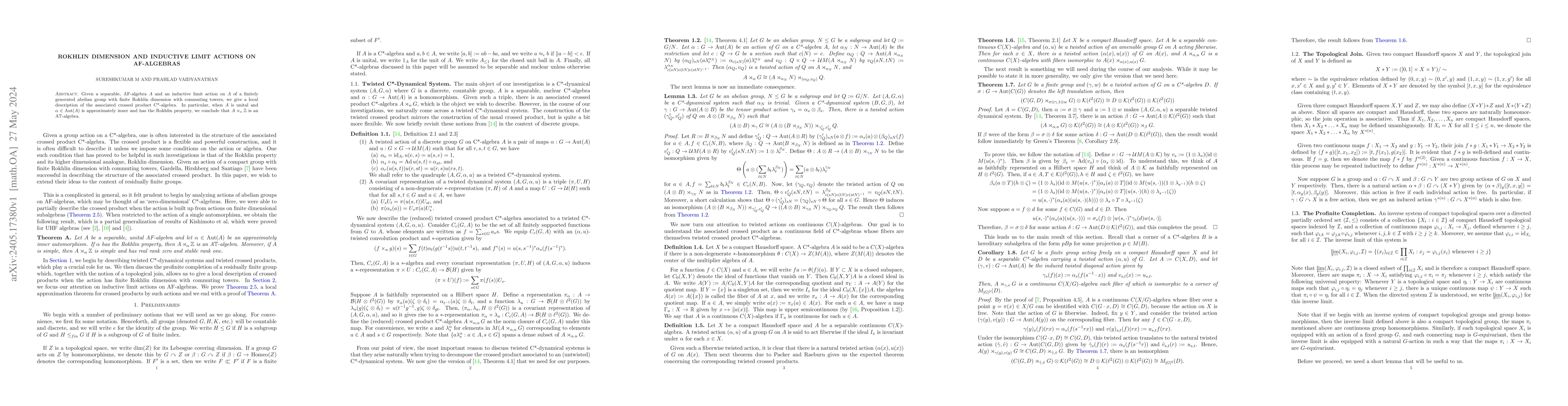 Thumbnail for Rokhlin Dimension and Inductive Limit Actions on AF-algebras