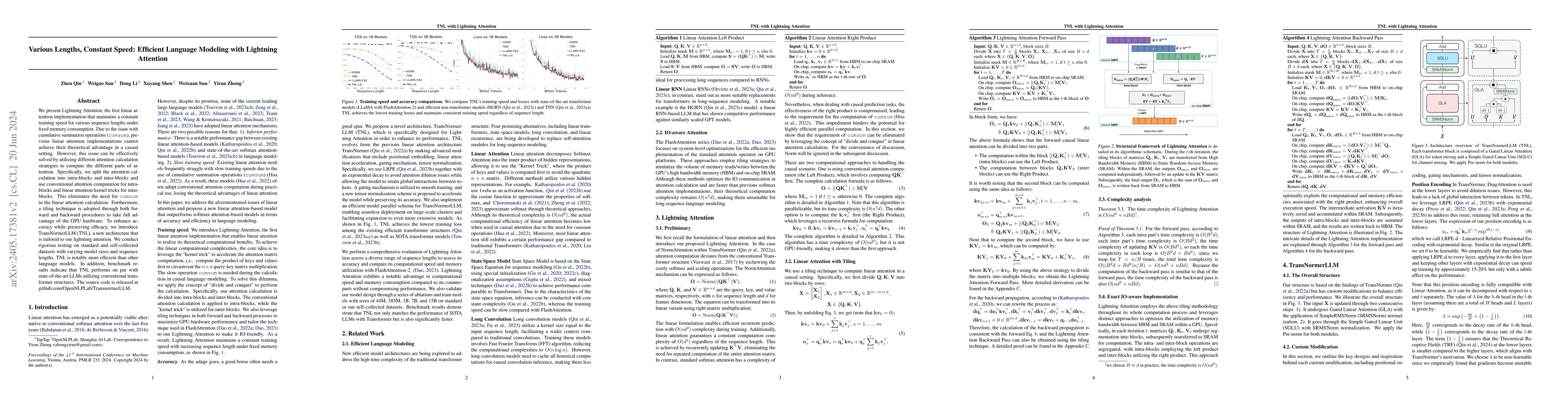 Thumbnail for Various Lengths, Constant Speed: Efficient Language Modeling with
  Lightning Attention