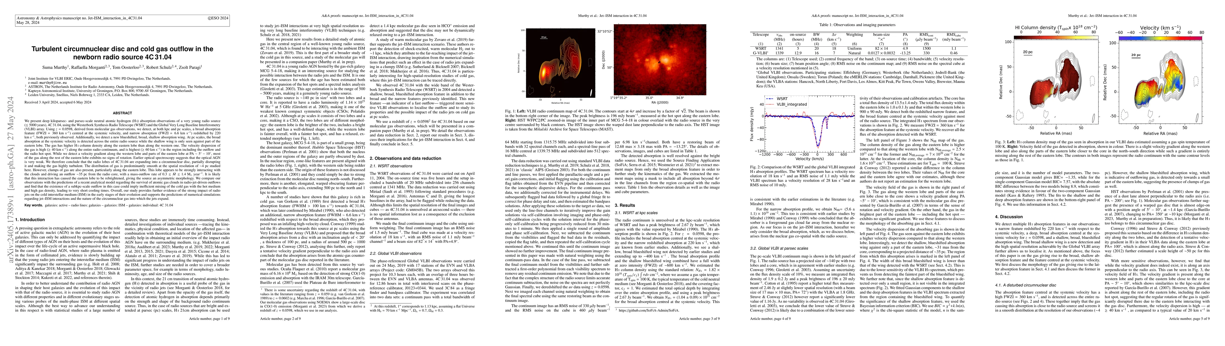 Thumbnail for Turbulent circumnuclear disc and cold gas outflow in the newborn radio
  source 4C 31.04