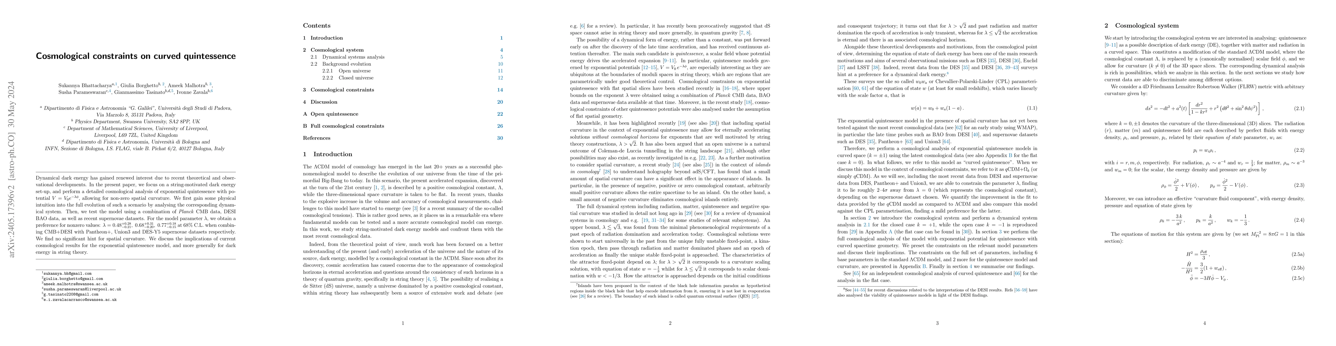 Thumbnail for Cosmological constraints on curved quintessence