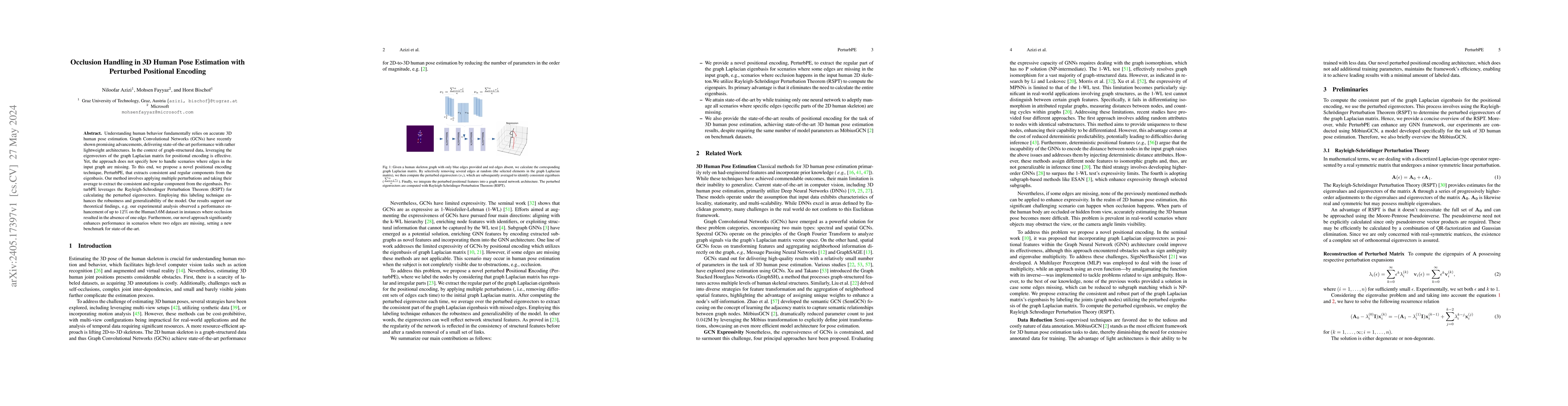 Thumbnail for Occlusion Handling in 3D Human Pose Estimation with Perturbed Positional
  Encoding