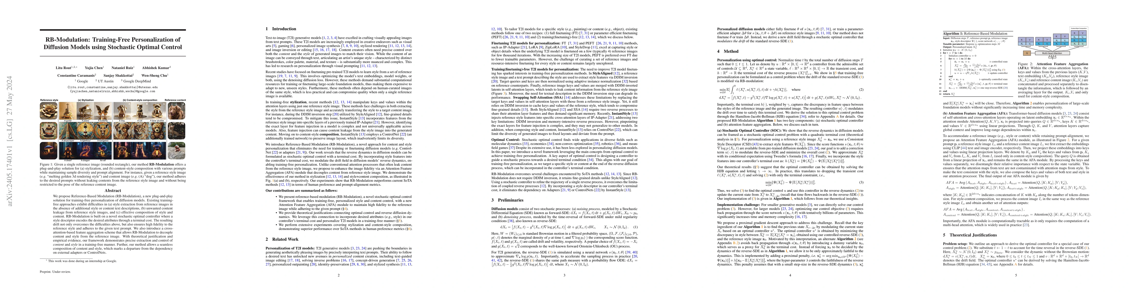 Thumbnail for RB-Modulation: Training-Free Personalization of Diffusion Models using
  Stochastic Optimal Control