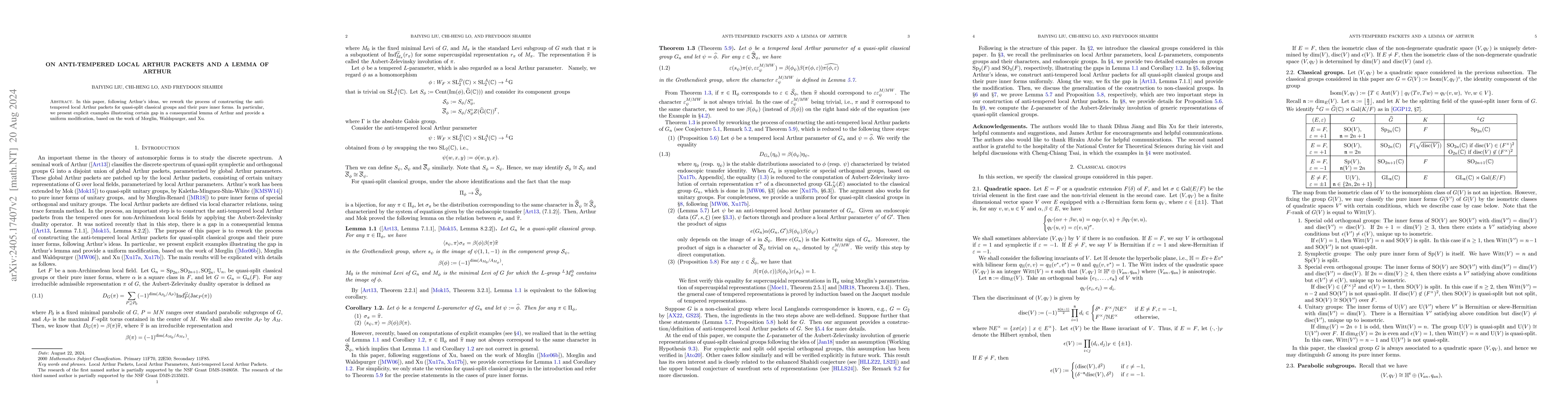 Thumbnail for On anti-tempered local Arthur packets and a lemma of Arthur