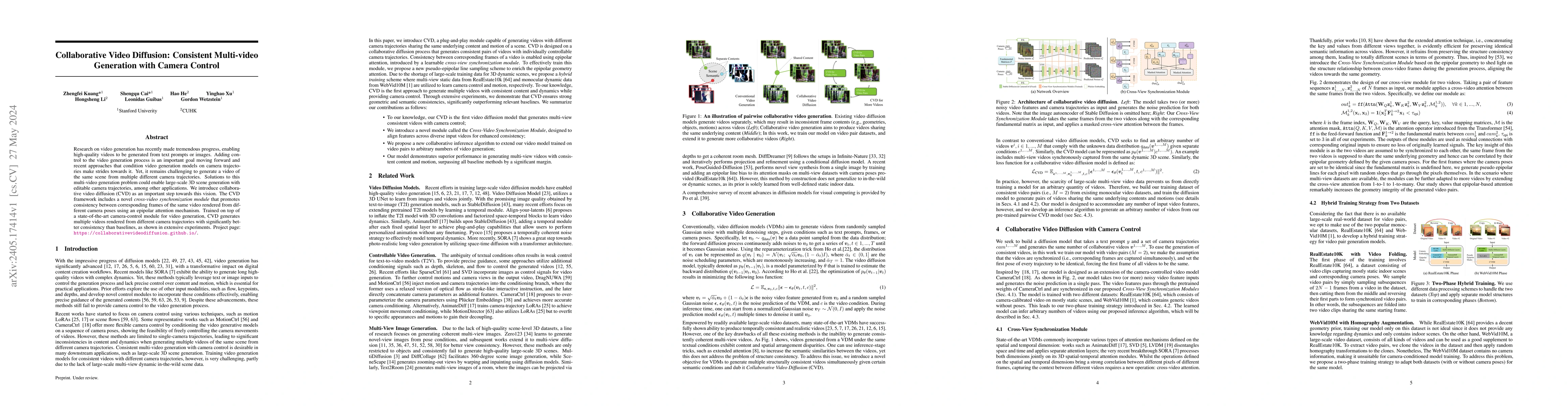 Thumbnail for Collaborative Video Diffusion: Consistent Multi-video Generation with
  Camera Control