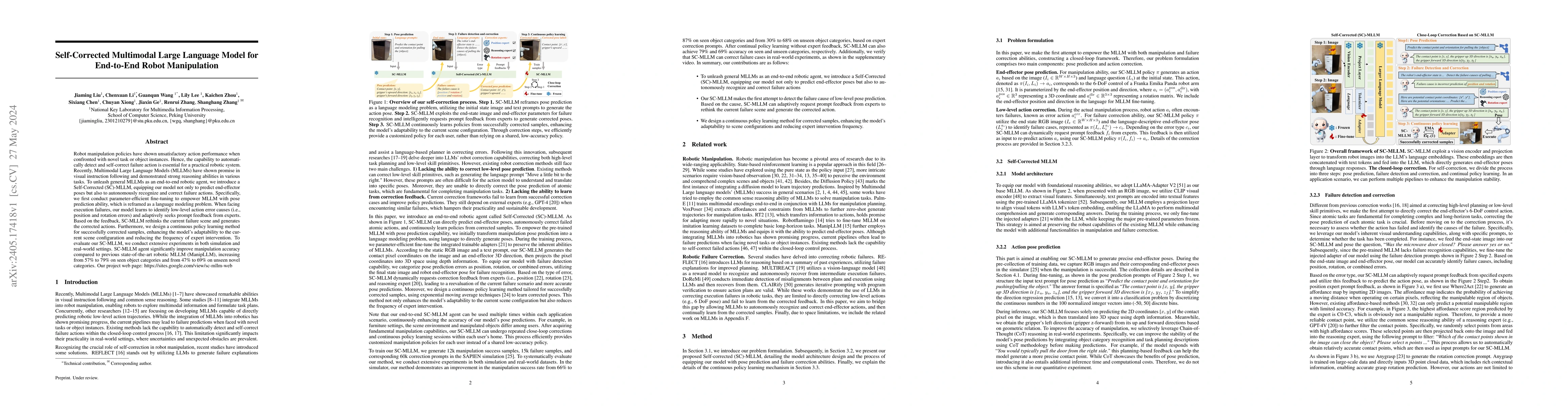 Thumbnail for Self-Corrected Multimodal Large Language Model for End-to-End Robot
  Manipulation