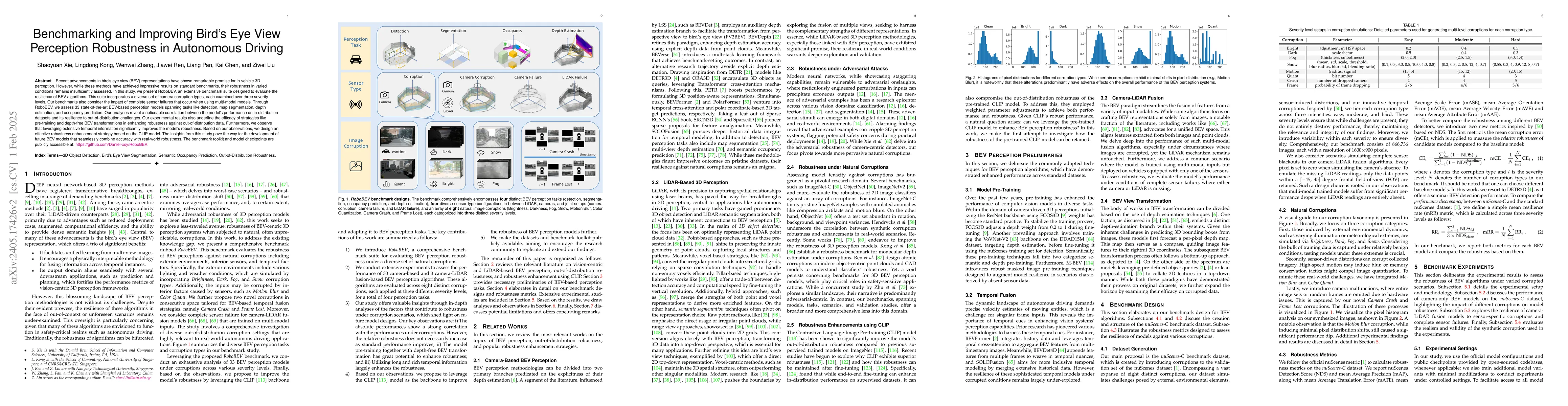 Thumbnail for Benchmarking and Improving Bird's Eye View Perception Robustness in
  Autonomous Driving