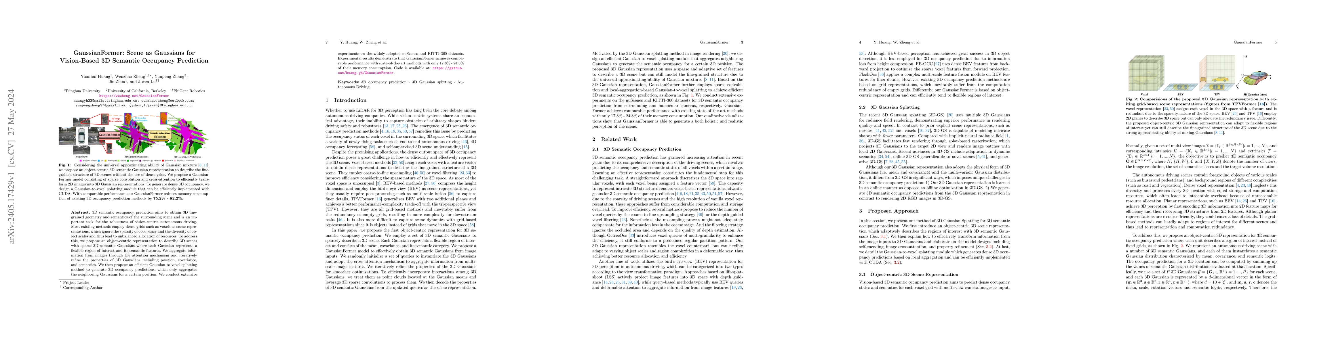 Thumbnail for GaussianFormer: Scene as Gaussians for Vision-Based 3D Semantic
  Occupancy Prediction