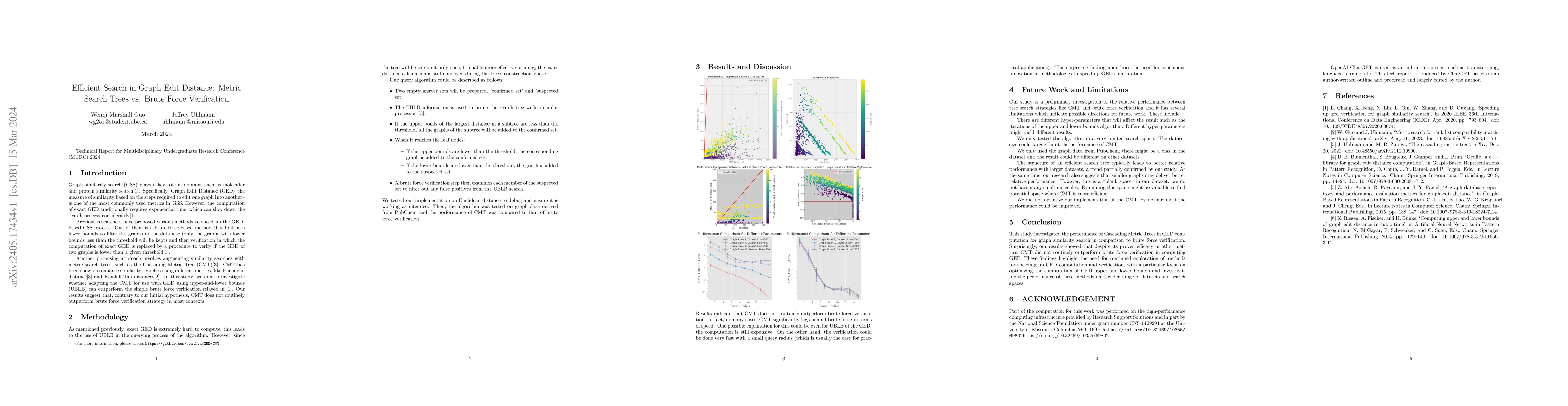 Thumbnail for Efficient Search in Graph Edit Distance: Metric Search Trees vs. Brute
  Force Verification