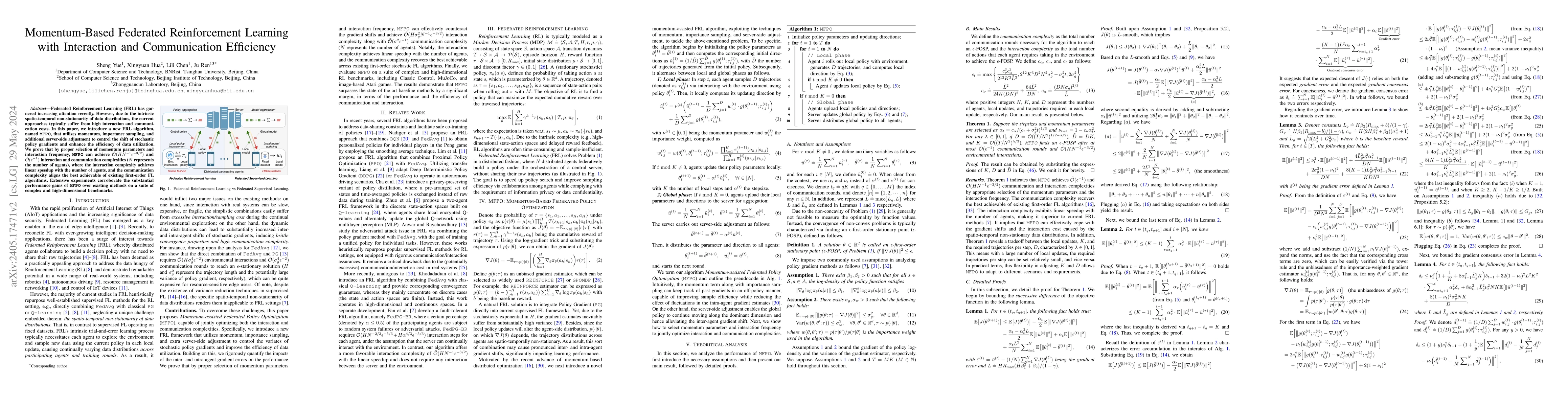 Thumbnail for Momentum-Based Federated Reinforcement Learning with Interaction and
  Communication Efficiency