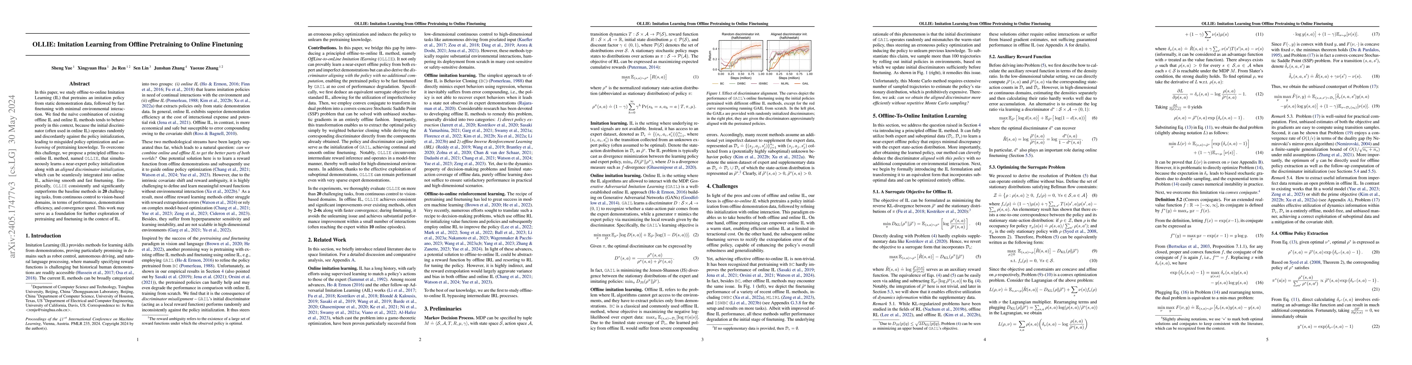 Thumbnail for OLLIE: Imitation Learning from Offline Pretraining to Online Finetuning