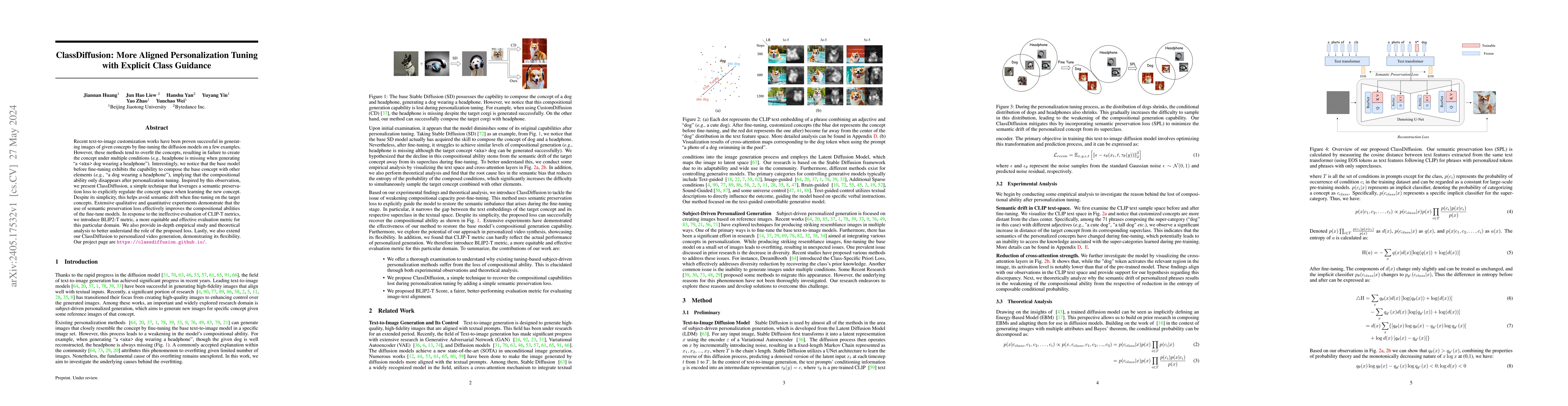 Thumbnail for ClassDiffusion: More Aligned Personalization Tuning with Explicit Class
  Guidance