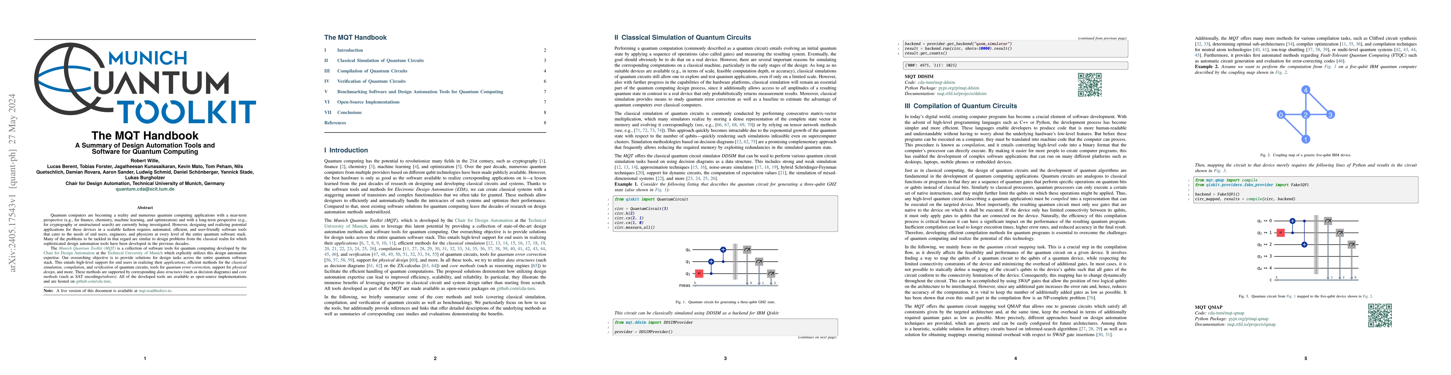 Thumbnail for The MQT Handbook: A Summary of Design Automation Tools and Software for
  Quantum Computing