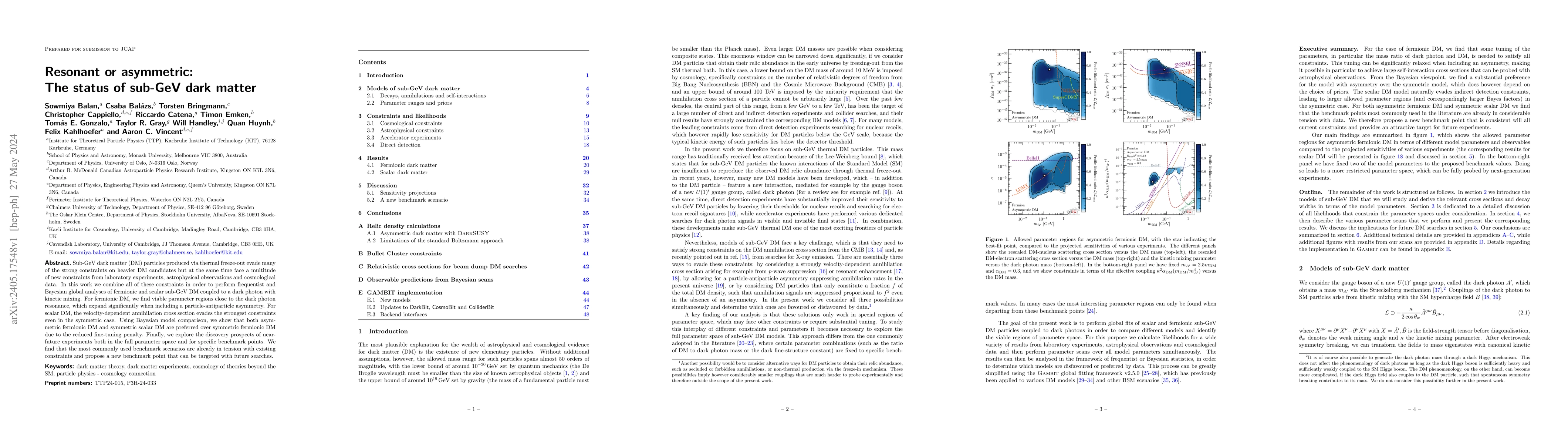Thumbnail for Resonant or asymmetric: The status of sub-GeV dark matter