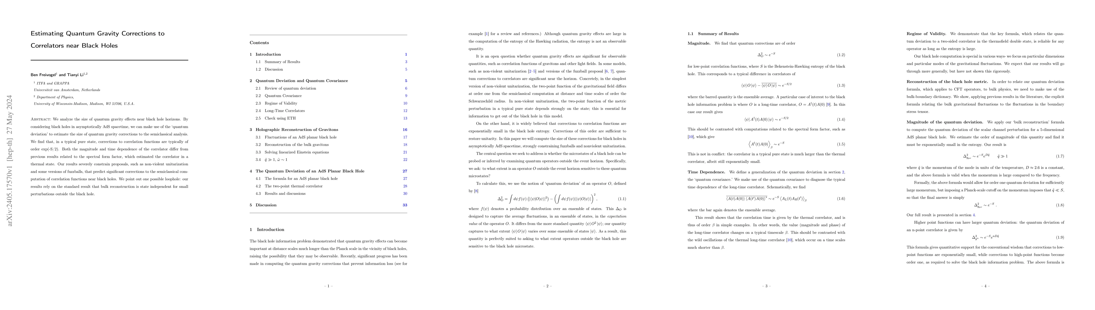 Thumbnail for Estimating Quantum Gravity Corrections to Correlators near Black Holes