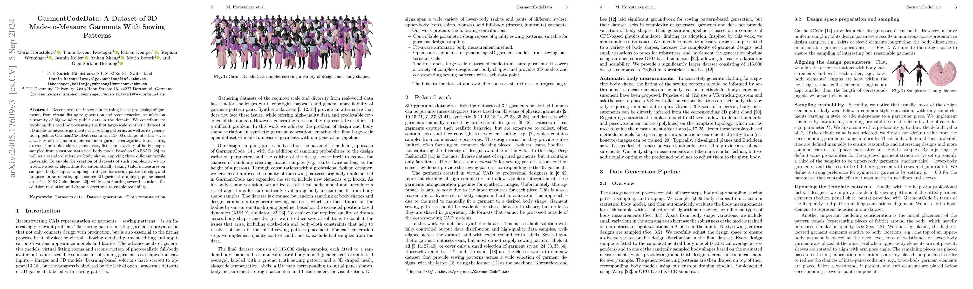 Thumbnail for GarmentCodeData: A Dataset of 3D Made-to-Measure Garments With Sewing
  Patterns