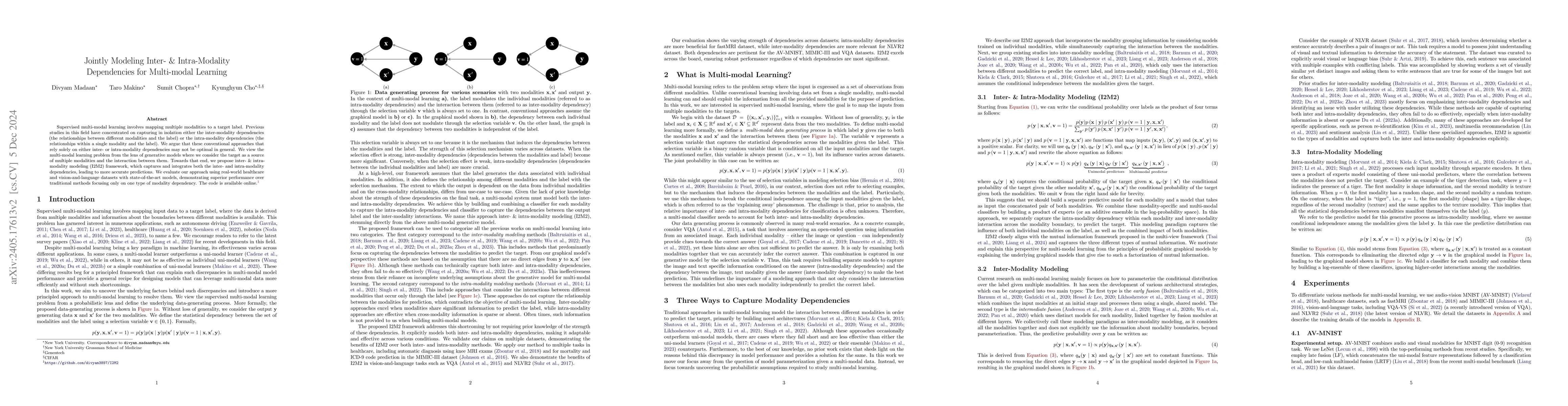Thumbnail for A Framework for Multi-modal Learning: Jointly Modeling Inter- &
  Intra-Modality Dependencies