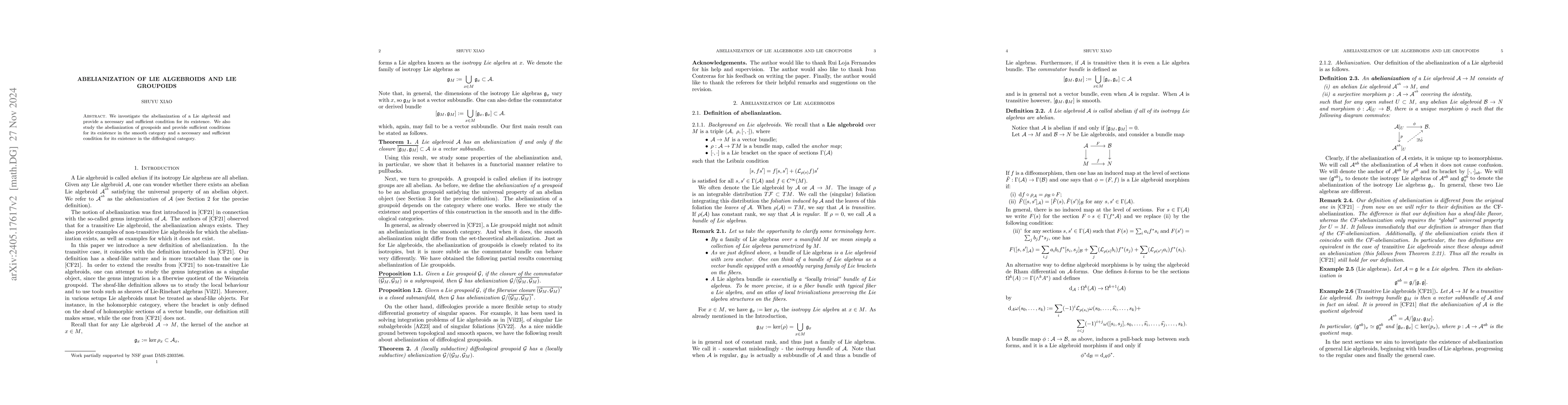 Thumbnail for Abelianization of Lie algebroids and Lie groupoids