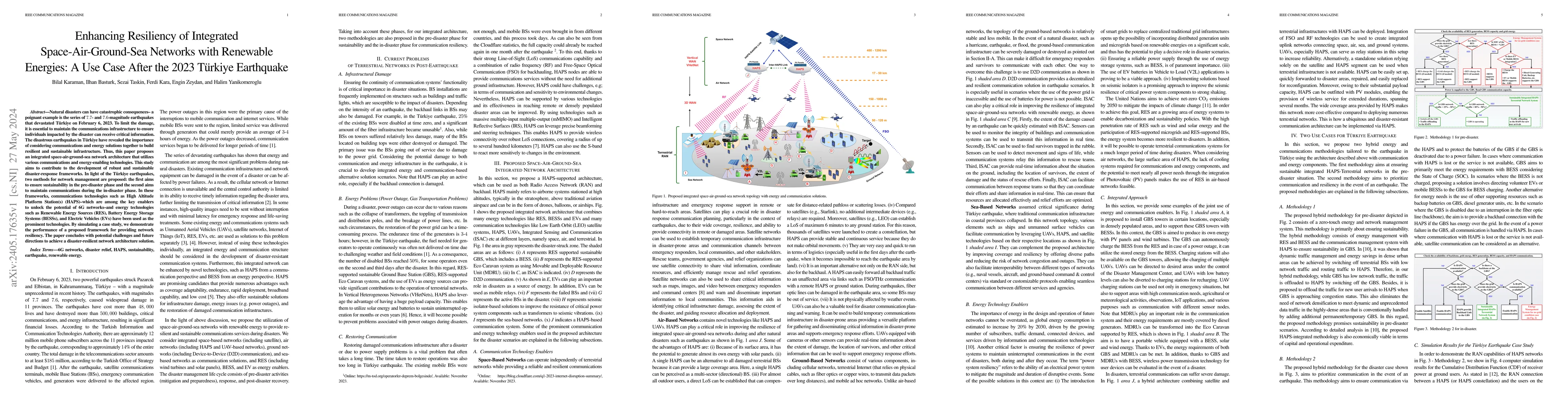 Thumbnail for Enhancing Resiliency of Integrated Space-Air-Ground-Sea Networks with
  Renewable Energies: A Use Case After the 2023 T\"urkiye Earthquake