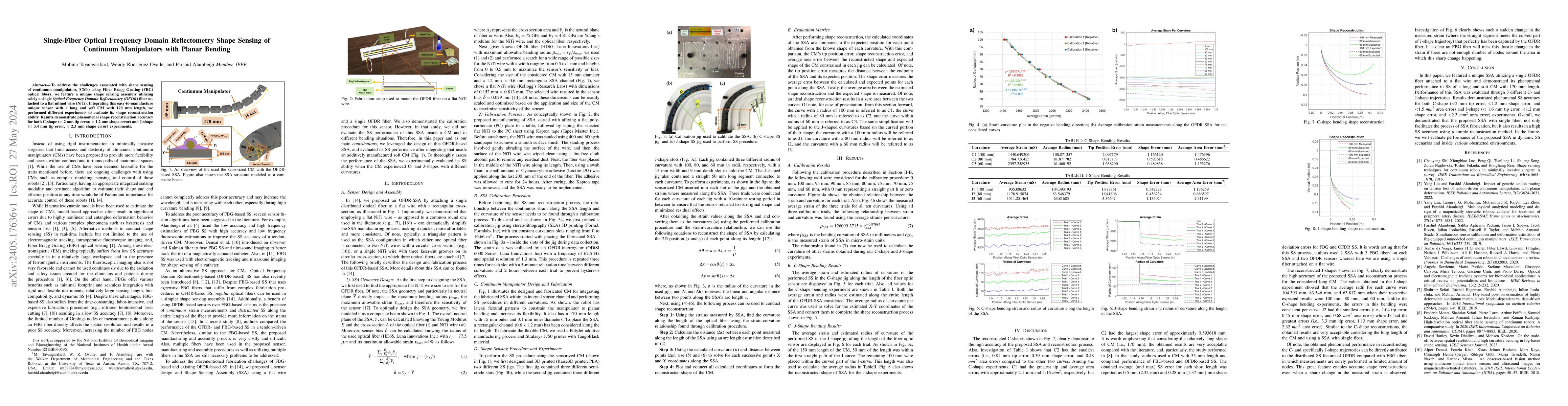 Thumbnail for Single-Fiber Optical Frequency Domain Reflectometry Shape Sensing of
  Continuum Manipulators with Planar Bending