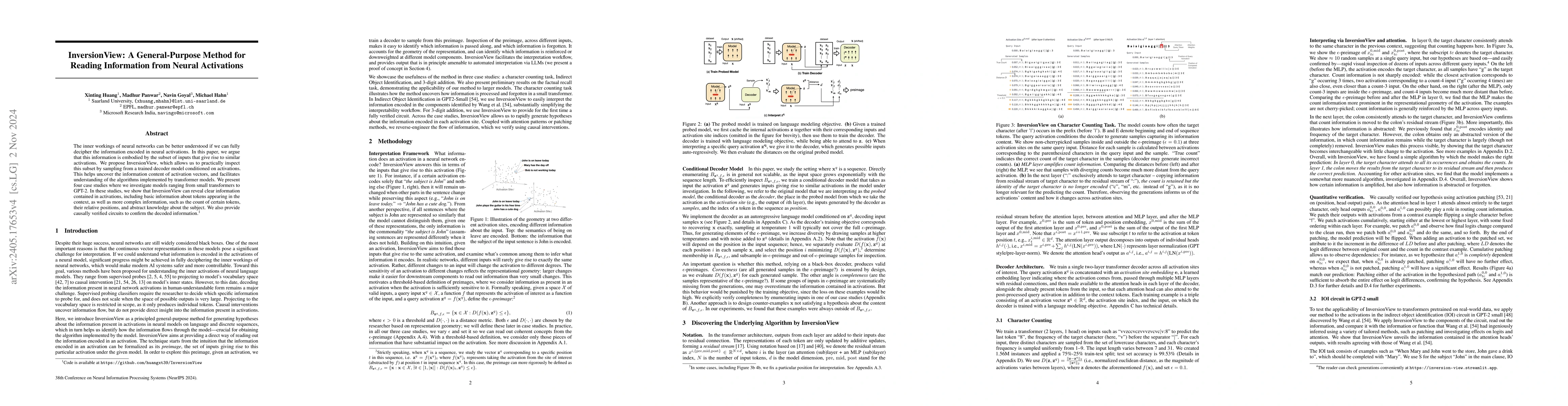 Thumbnail for InversionView: A General-Purpose Method for Reading Information from
  Neural Activations