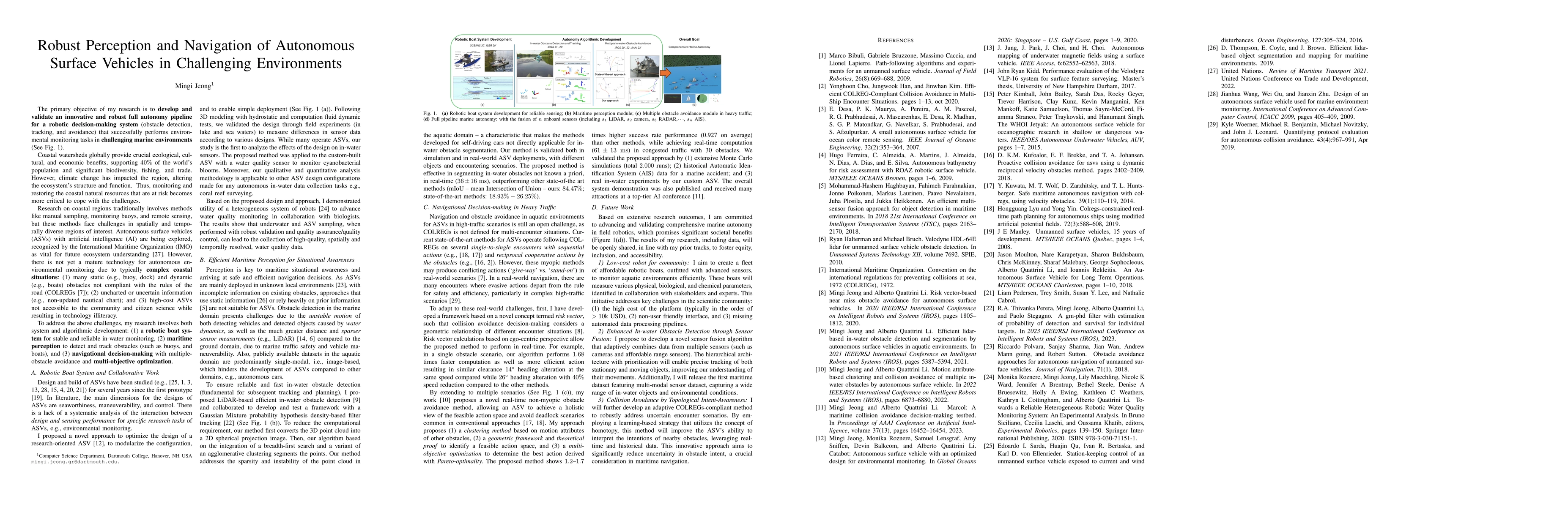 Thumbnail for Robust Perception and Navigation of Autonomous Surface Vehicles in
  Challenging Environments
